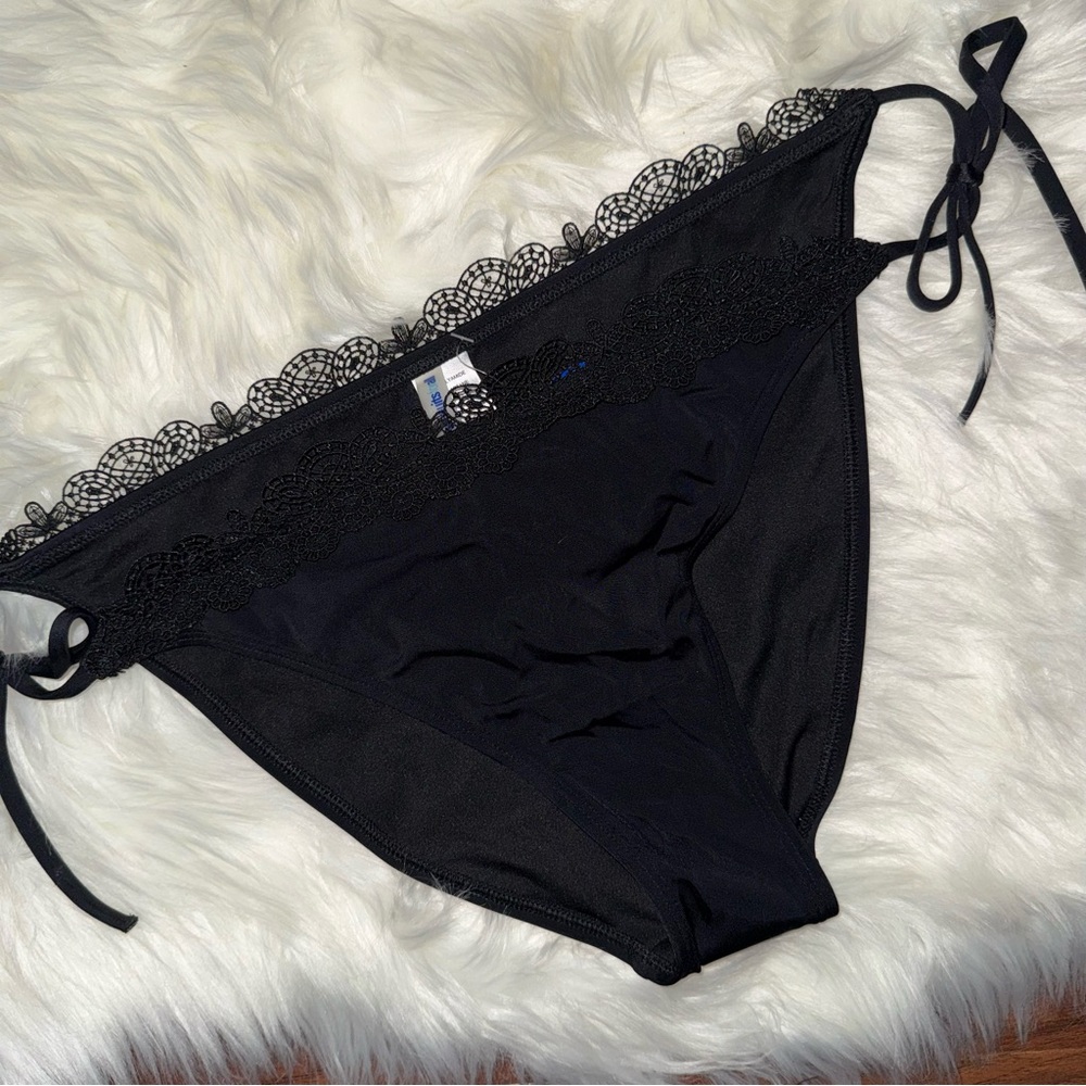 NWT Swimsuits for All Black Lace Trim Side Tie Bikini Bottom Swimsuit Beach